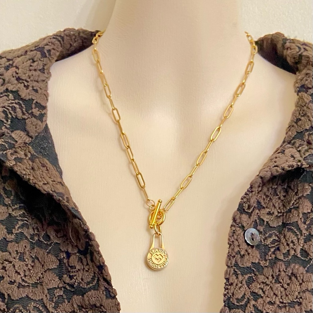 Mario Valentino Gold Plated Charm With 18in Chain Necklace 157$